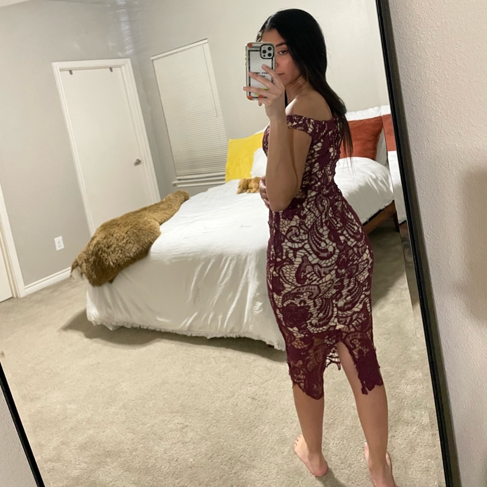 Missguided wine/tan colored midi dress! Size 0. Only used once!